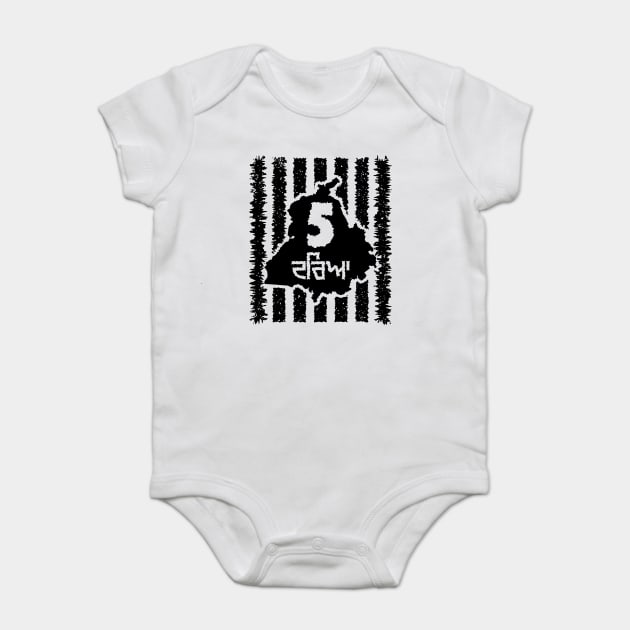 Punjab - five rivers - Black Baby Bodysuit by PUNJABISTYL
